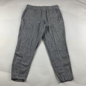 Old Navy Blue Striped Linen Blend High Rise Pull On Ankle Pant L